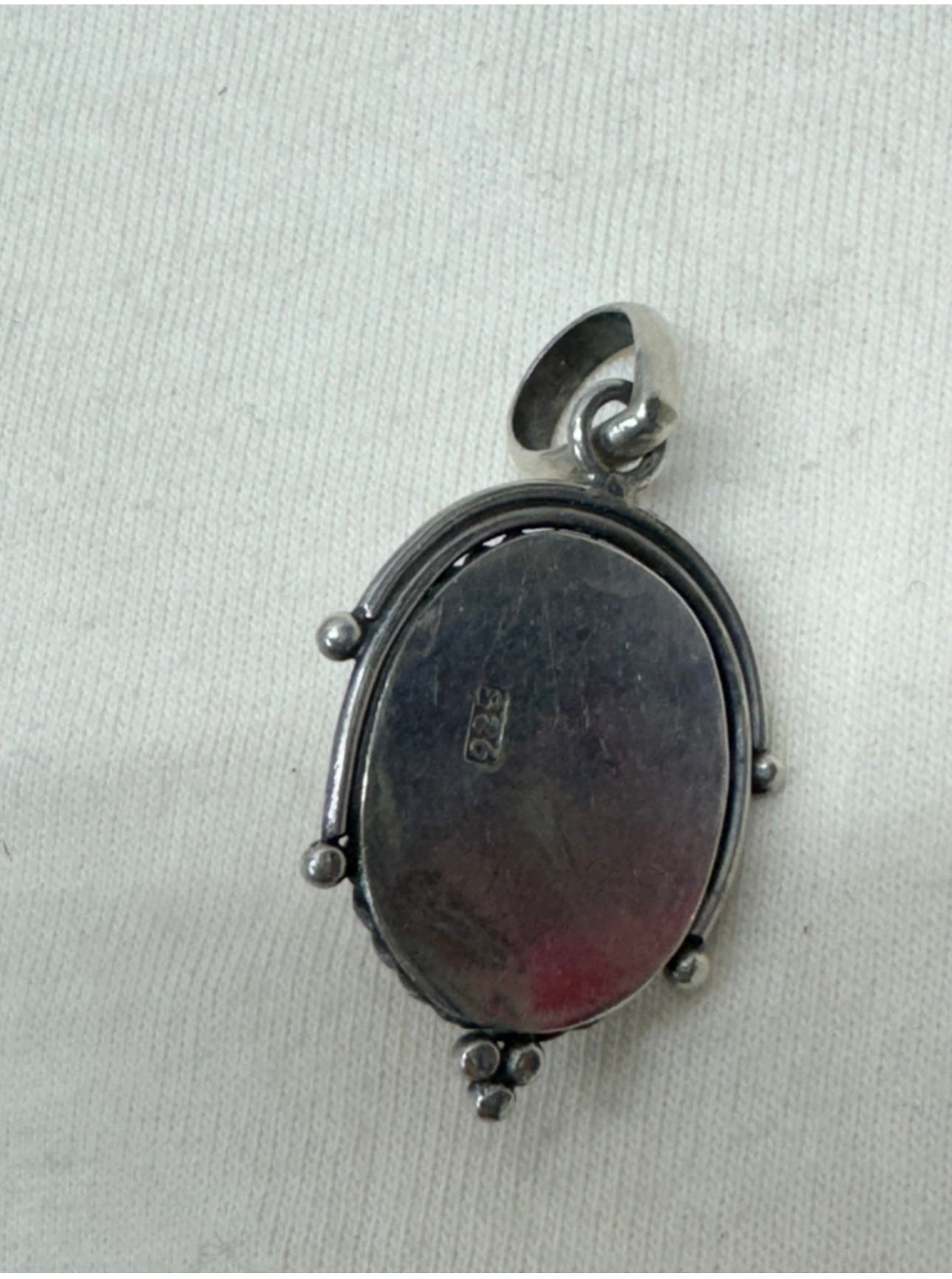 Amber and Sterling Feather Pendant