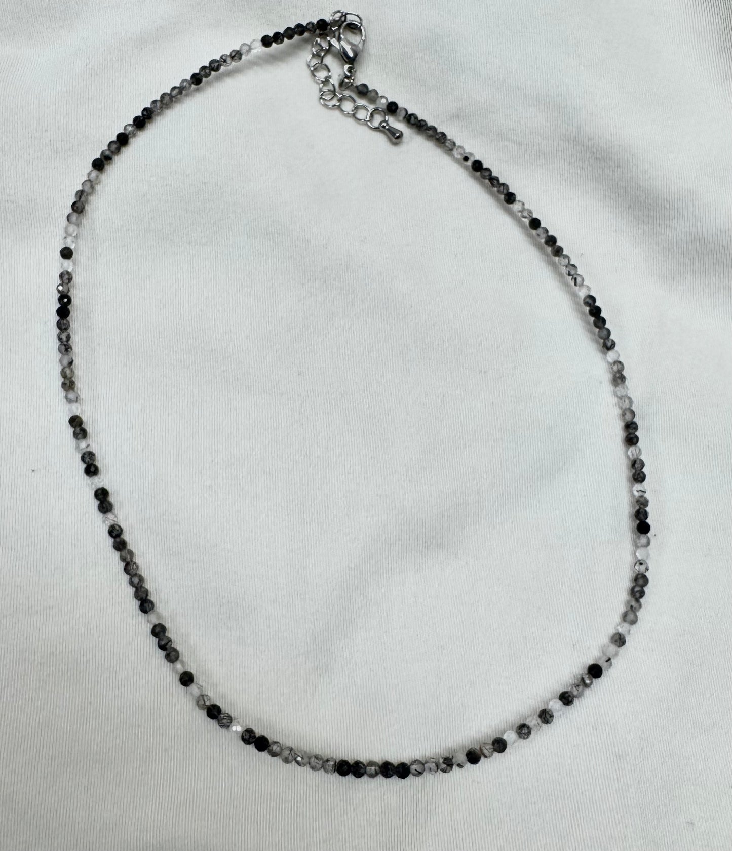 Dainty Tourmalinated Quartz 2mm Crystal Necklace