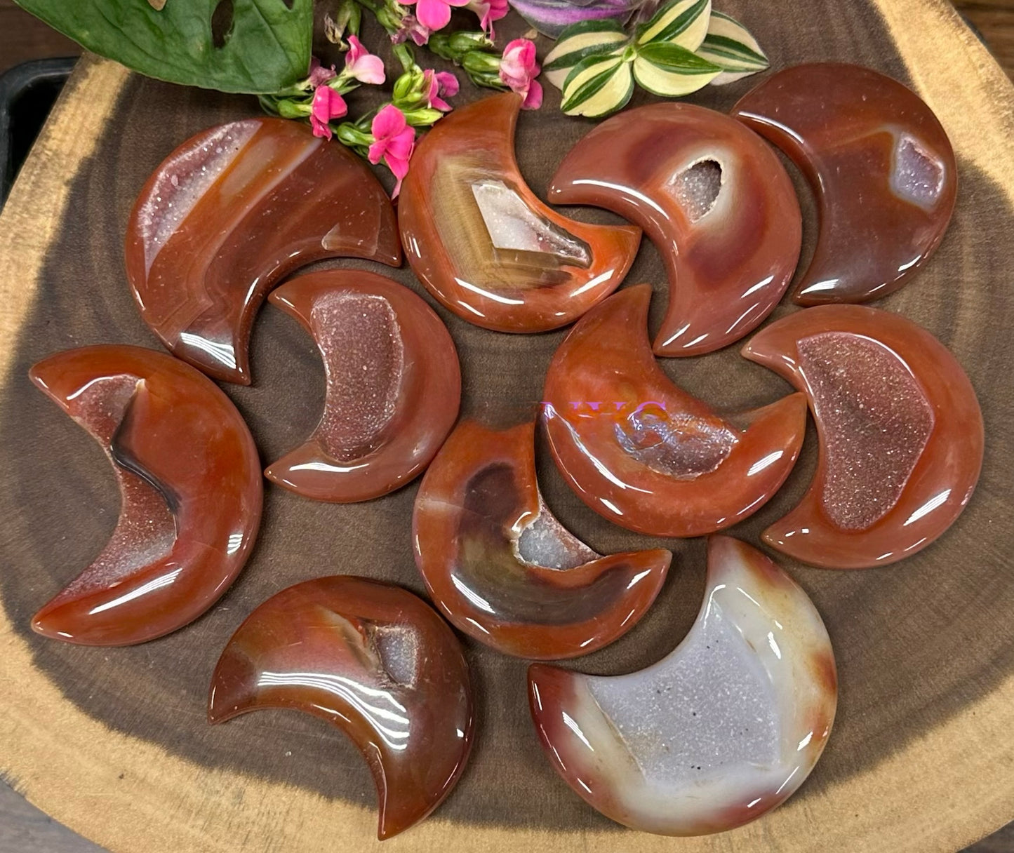Carnelian Druzy Moon