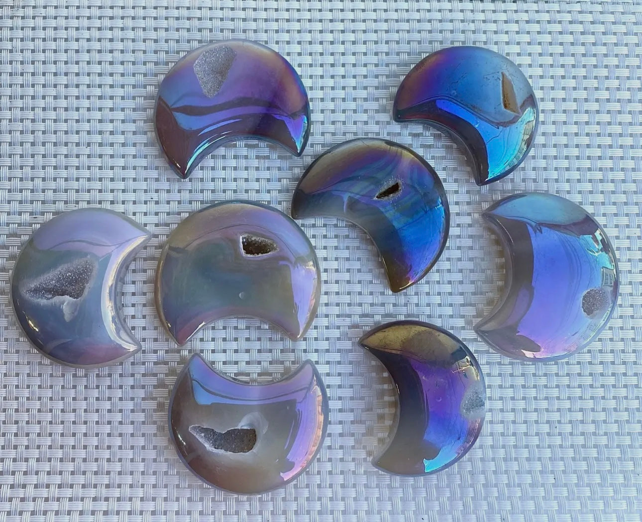 Angel Aura Agate Druzy Moon ๐