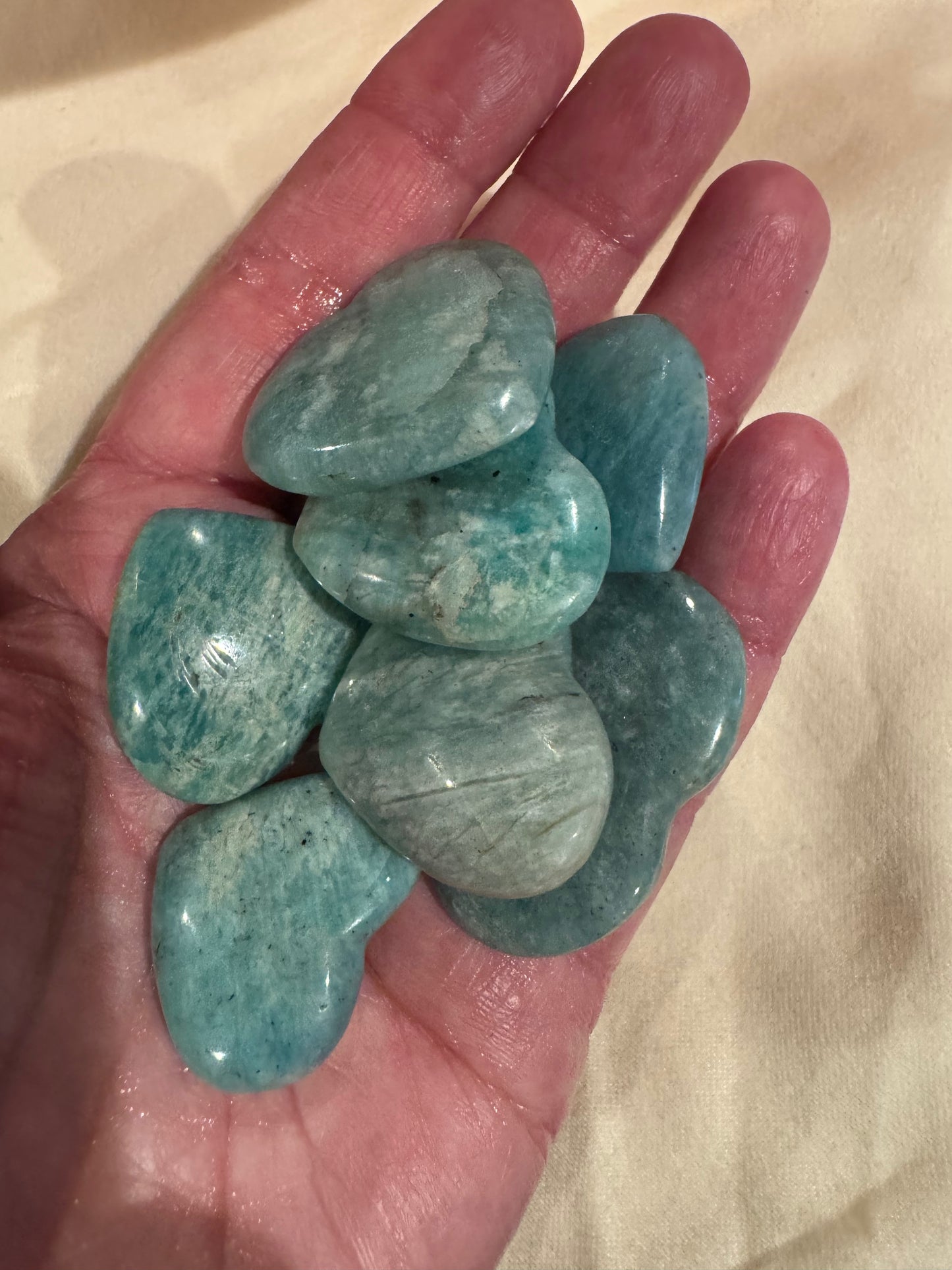 Amazonite Crystal Hearts 3 Pieces