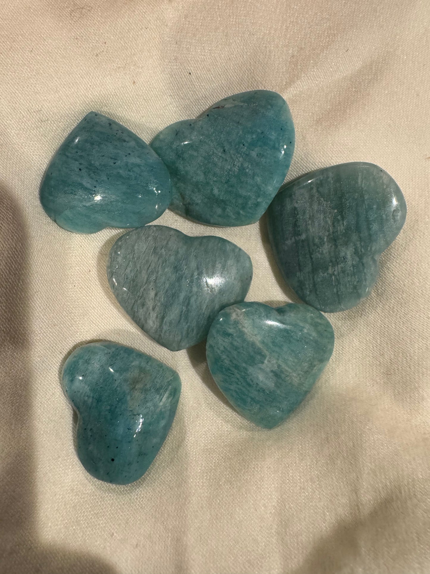 Amazonite Crystal Hearts 3 Pieces