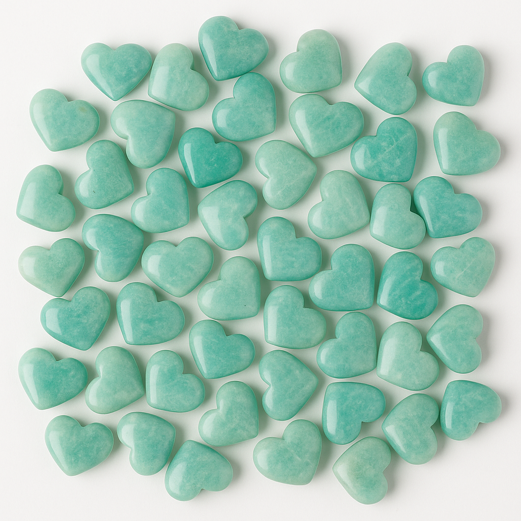 Amazonite Crystal Hearts 3 Pieces