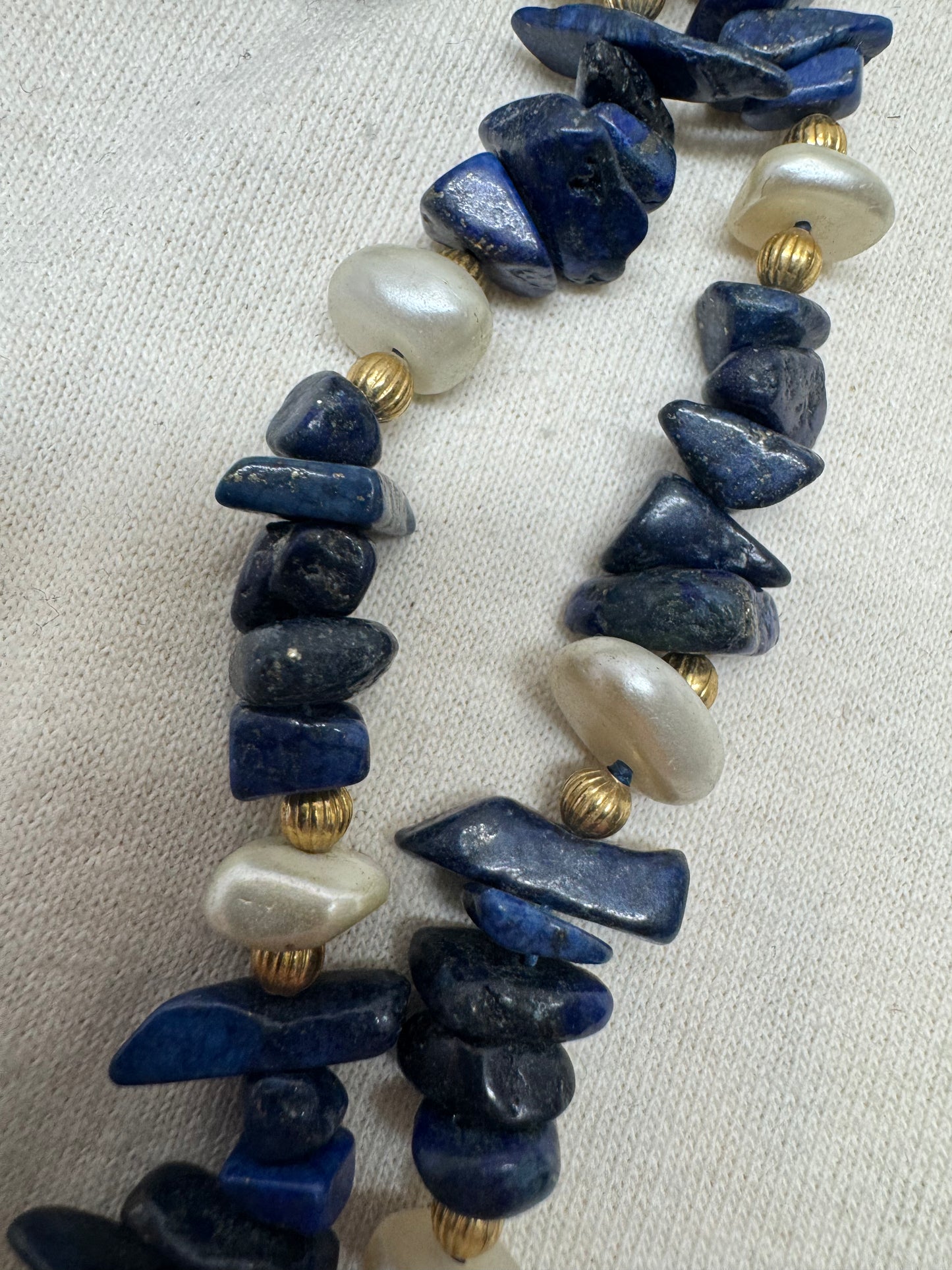 Lapis and Fresh Water Pearl Necklace