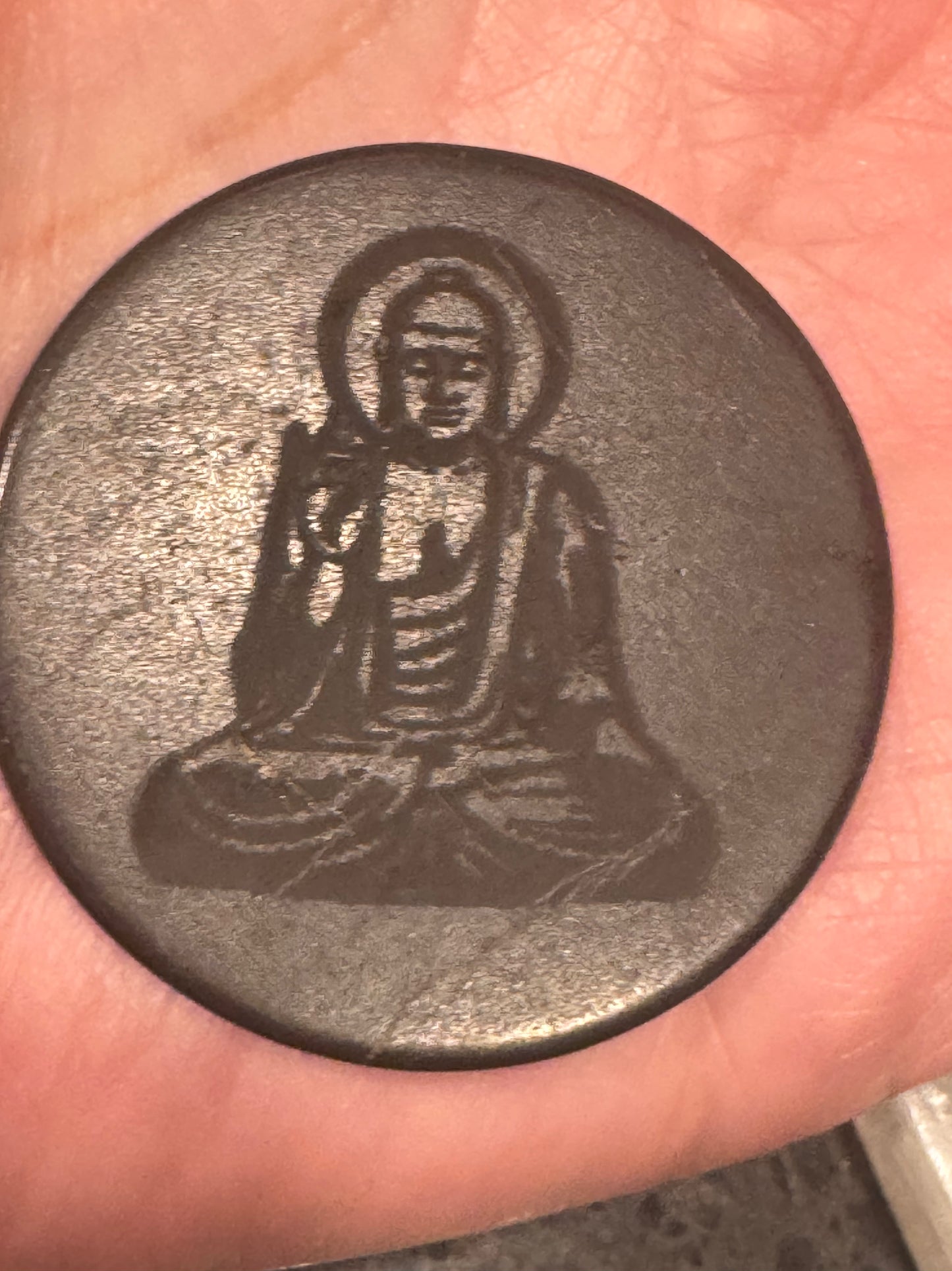 Shungite EMF Protection Laptop IPad Tile Engraved Buddha 40mm