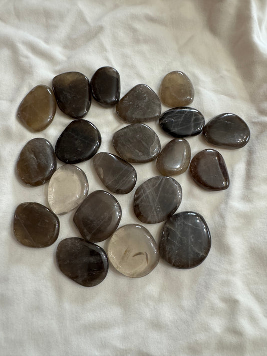 Smoky Quartz Crystal Flat Pocket  Palm Stone