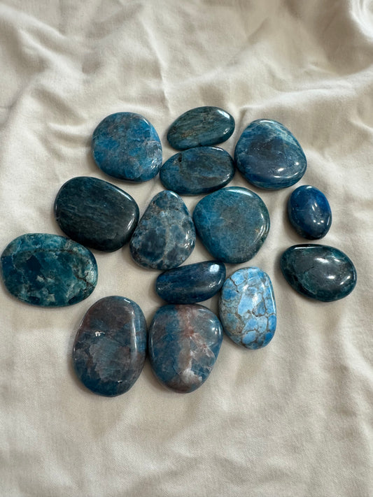 Blue Apatite Crystal Flat Pocket Stone 1 Piece