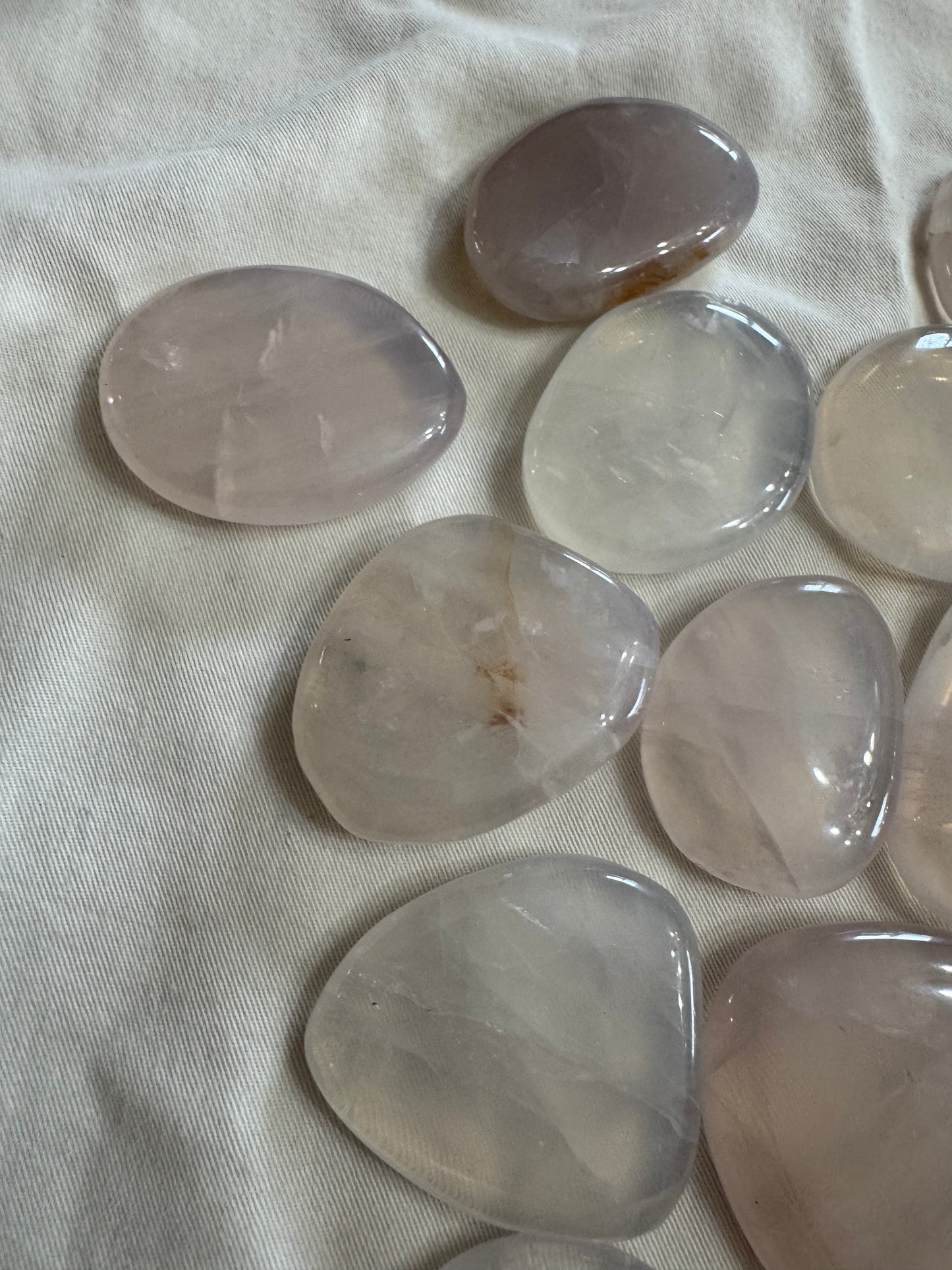 Blue Rose Quartz Crystal Flat Pocket Palm Stone 1 Piece