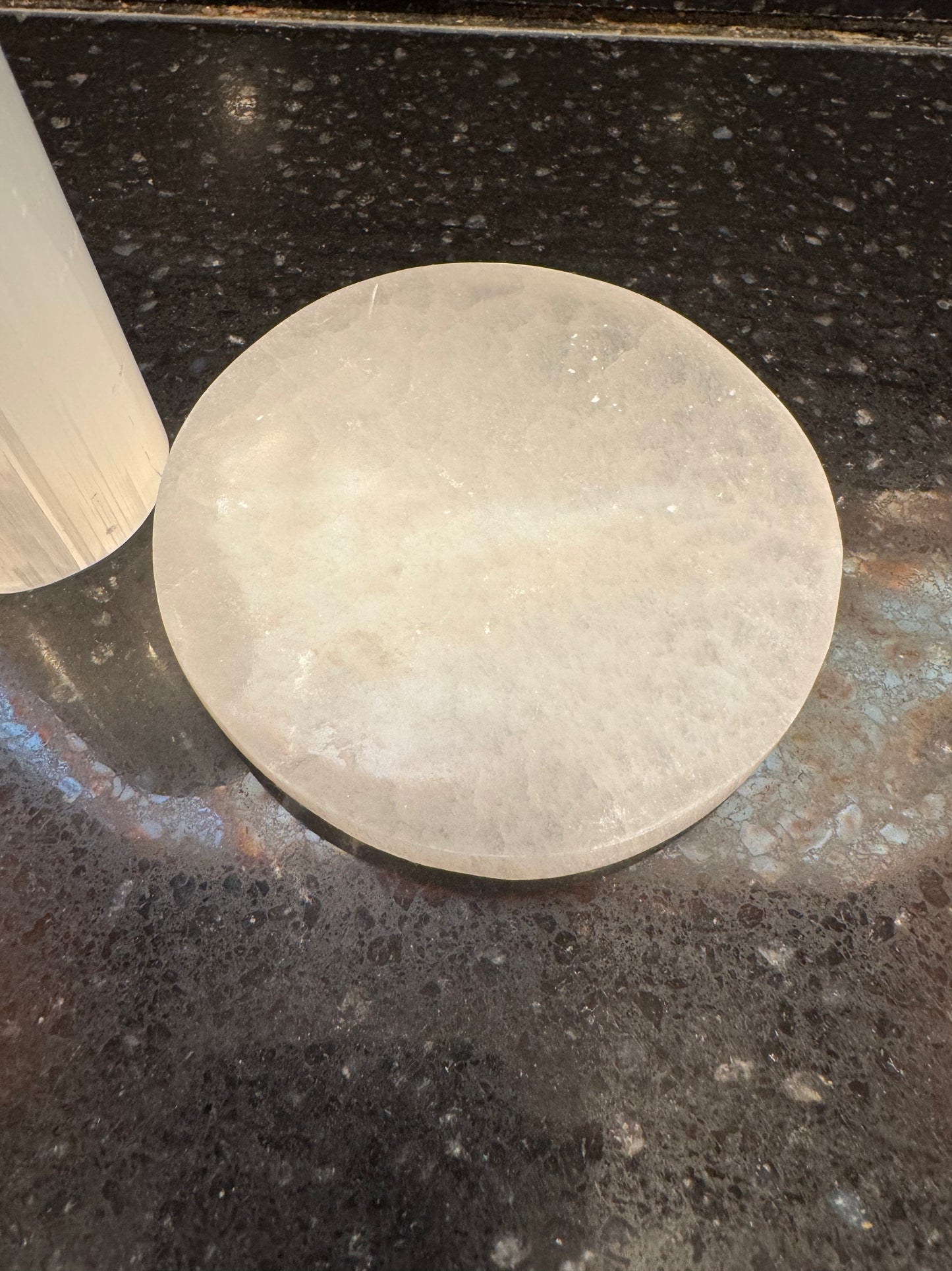 Selenite Crystal Charging Station 2 Piece Set Selenite Plate and Harmonizer