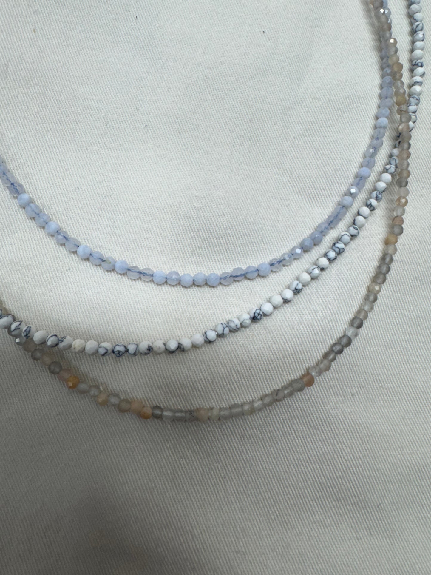 Dainty 2mm Faced Crystal Calm Mix Necklace Trio