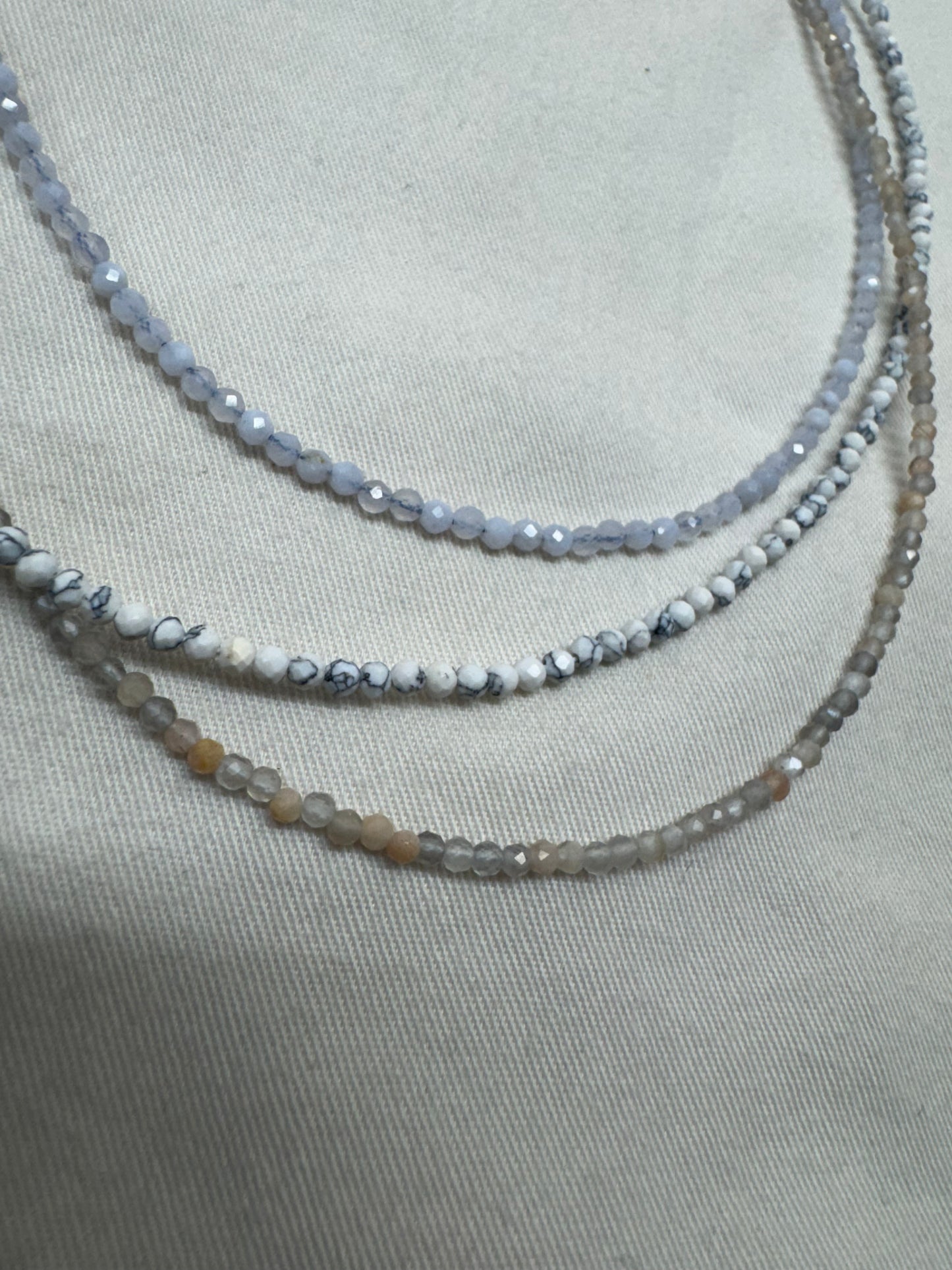 Dainty 2mm Faced Crystal Calm Mix Necklace Trio