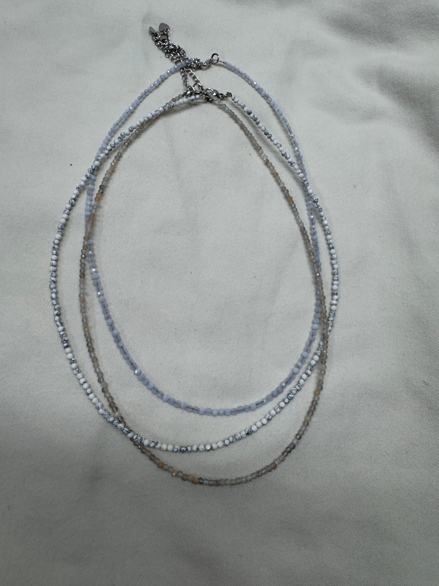 Dainty 2mm Faced Crystal Calm Mix Necklace Trio