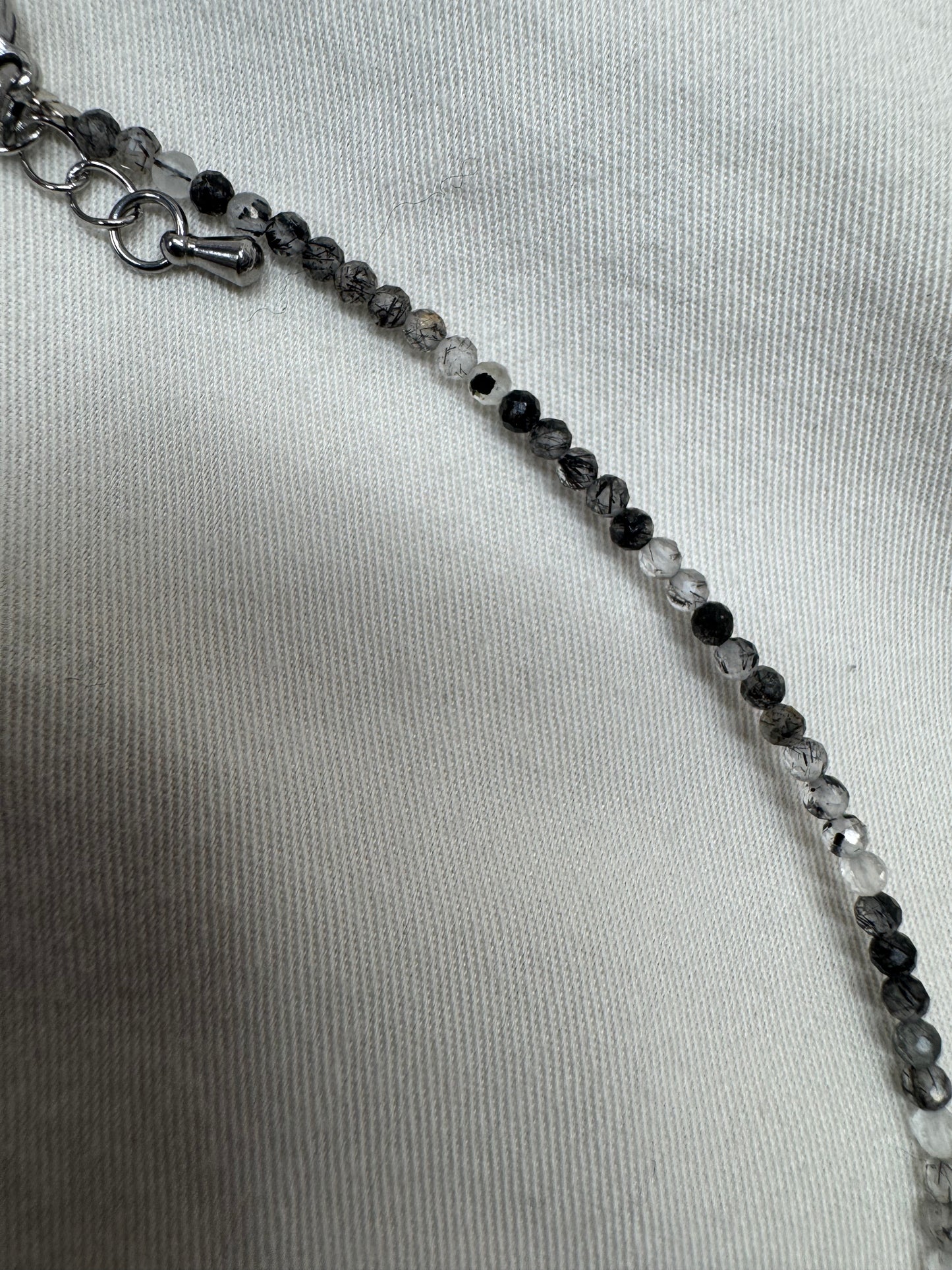 Dainty Tourmalinated Quartz 2mm Crystal Necklace