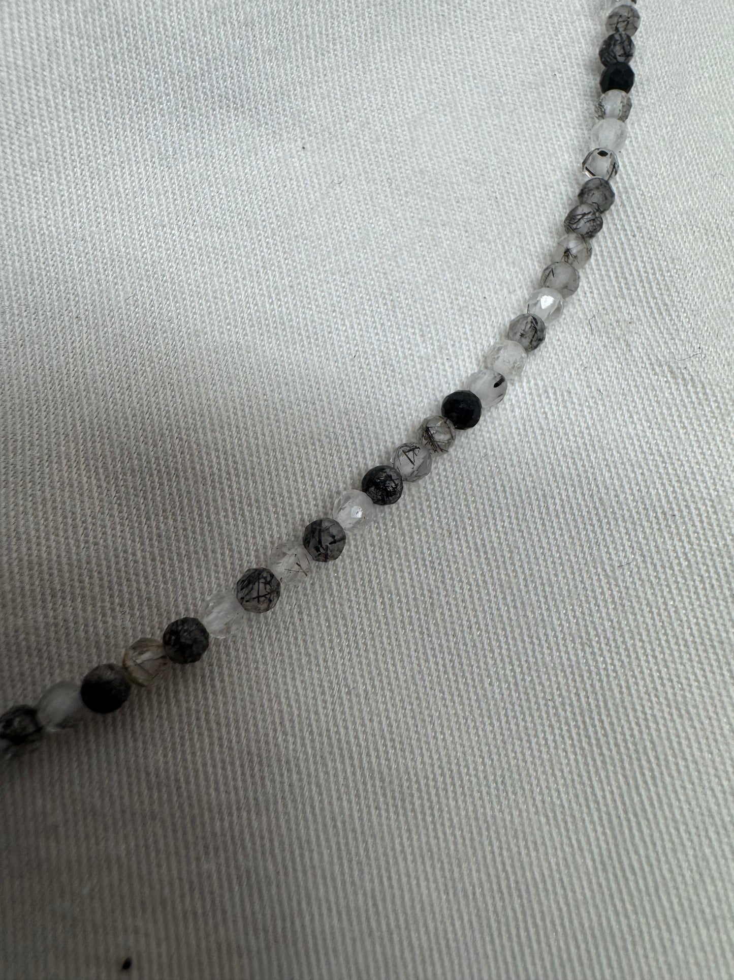 Dainty Tourmalinated Quartz 2mm Crystal Necklace