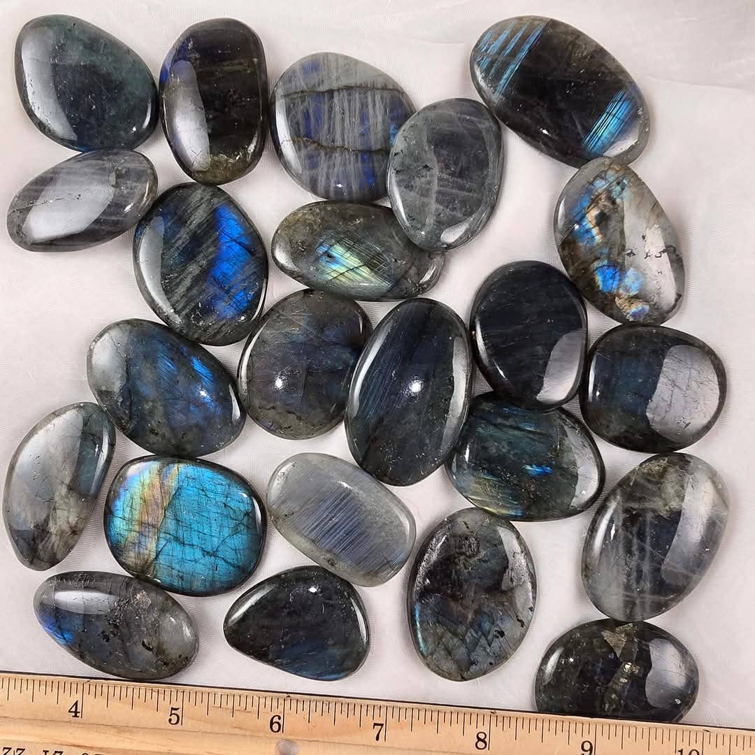 Blue Flash Labradorite Flat Palm Stone 1 Piece