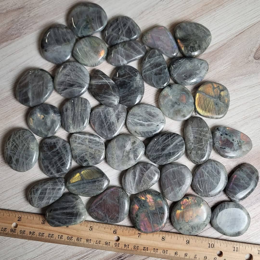 .5 Kilo Purple Flash Labradorite Flat Palm Stone ~ Bulk
