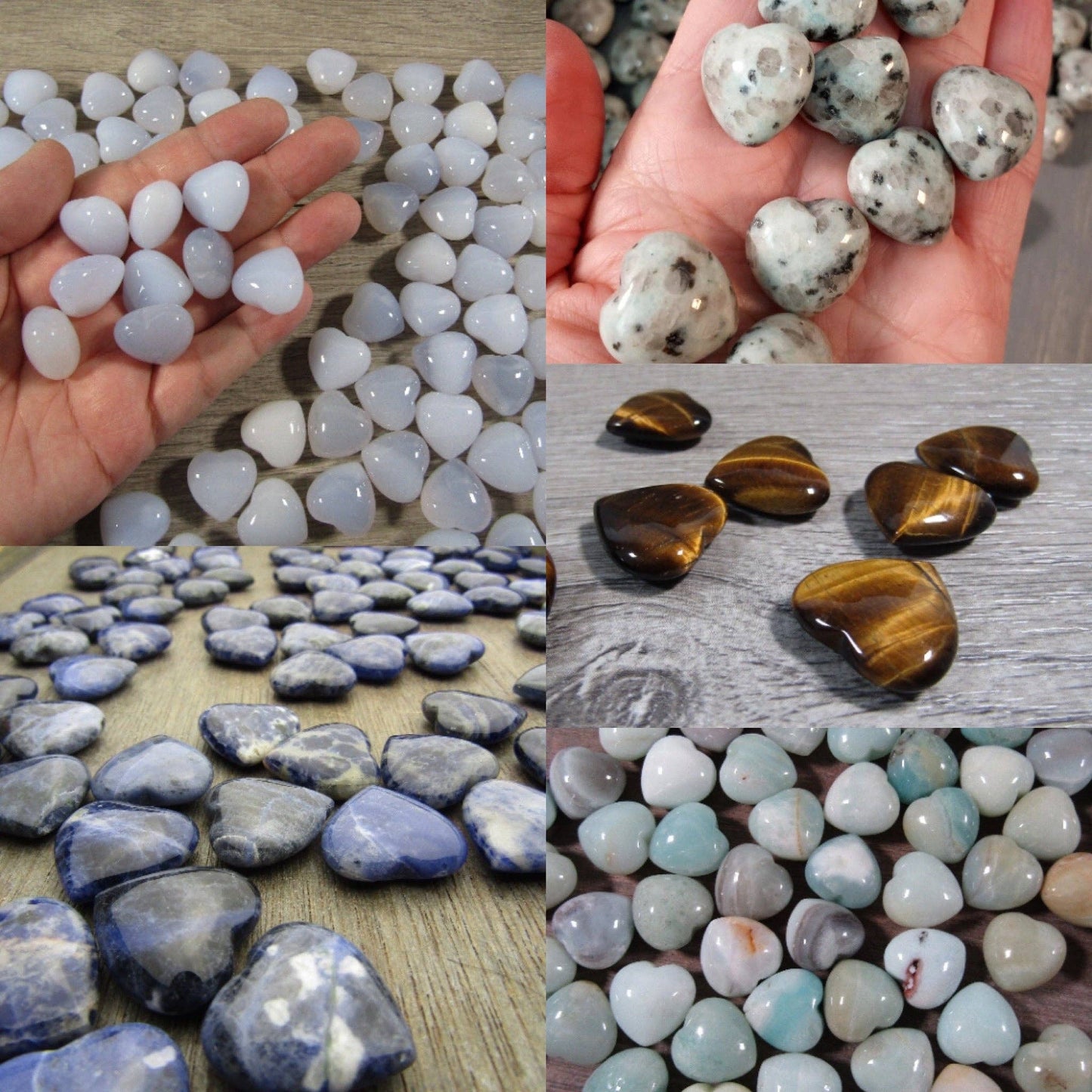 Gemstone Heart Carvings 20mm – Bulk Crystal Heart Stones