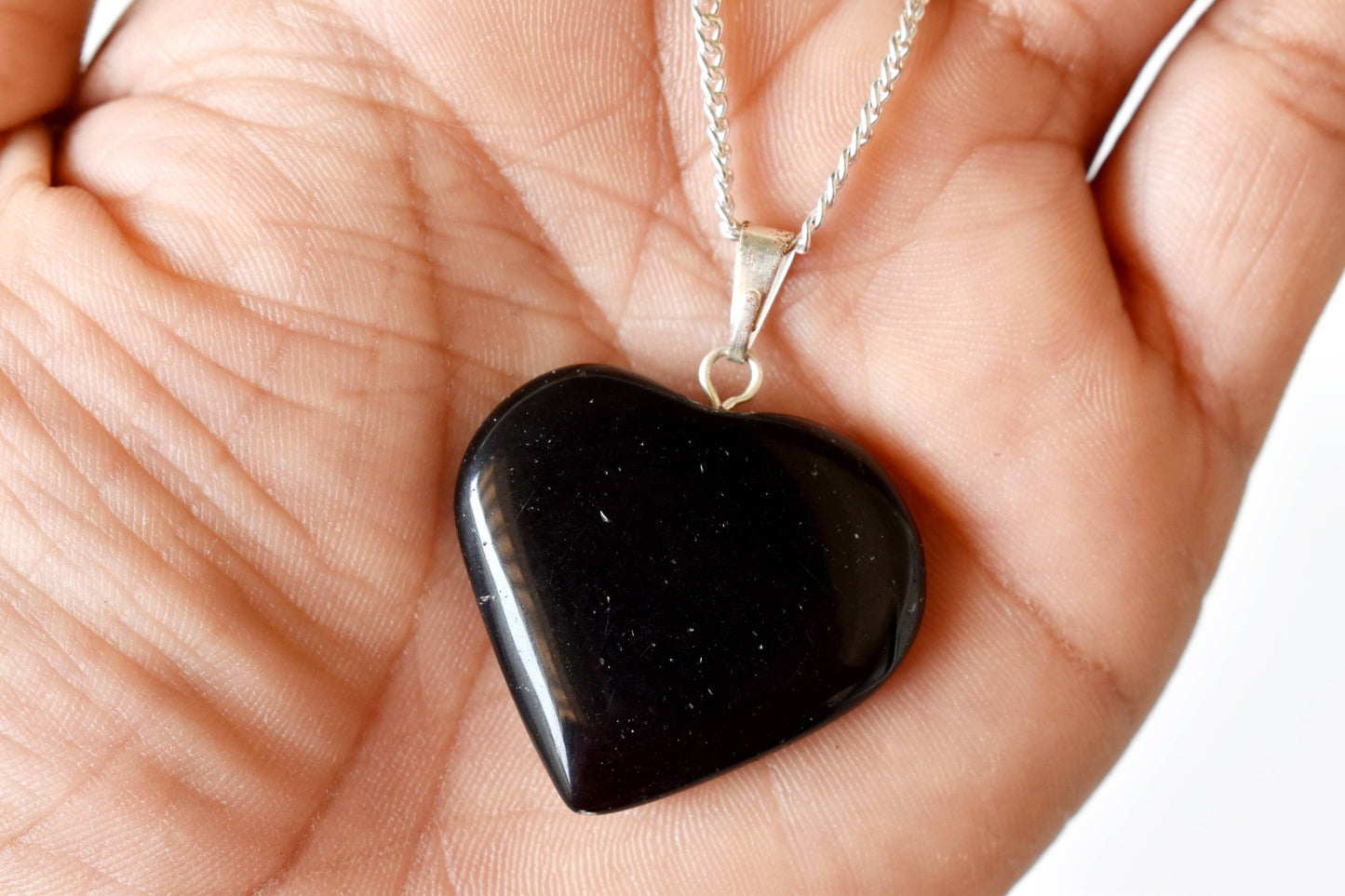 Black Tourmaline Heart Pendant, Heart Crystal Pendant