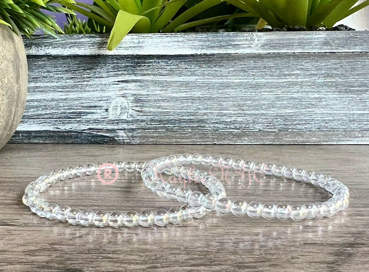 Angel Aura Quartz 4mm 7.5” Crystal Stretch Bracelet