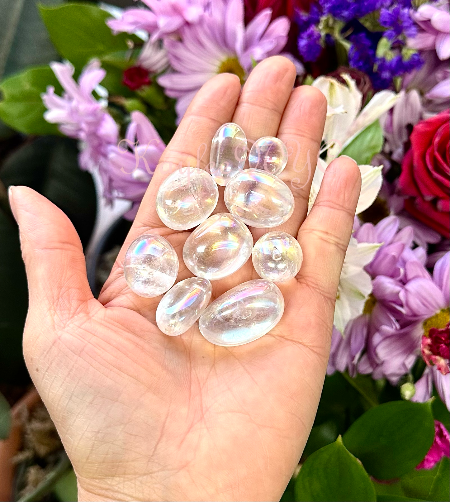 1 lb Angel Aura Quartz Mini Tumble Crystal Healing