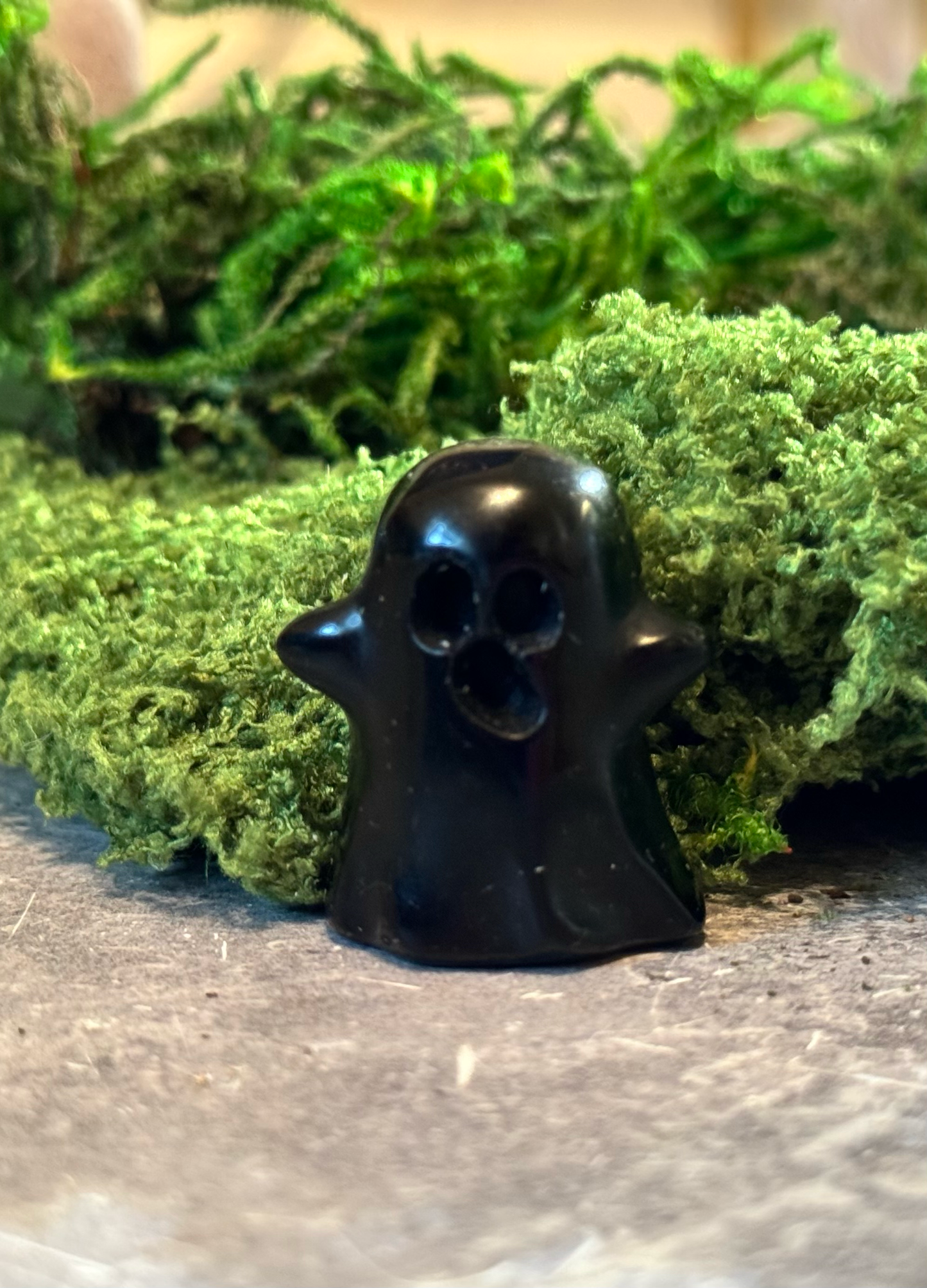 Black Obsidian Crystal Ghost – Halloween Figurine, Halloween Decor