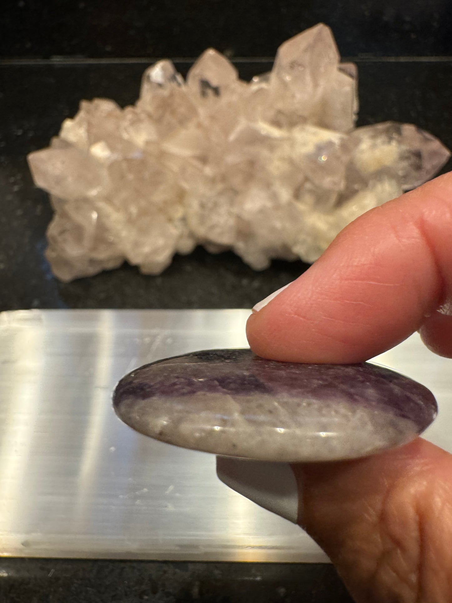 Lepidolite Flat Crystal Smooth Stone