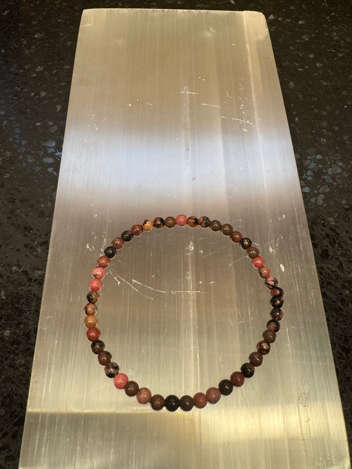 Rhodonite Crystal Bracelet 4mm