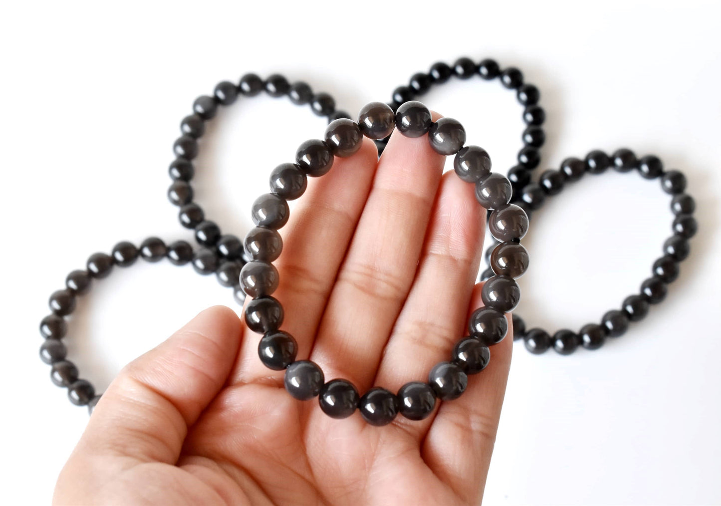 Black Obsidian Crystal Bracelet 6mm and 8mm