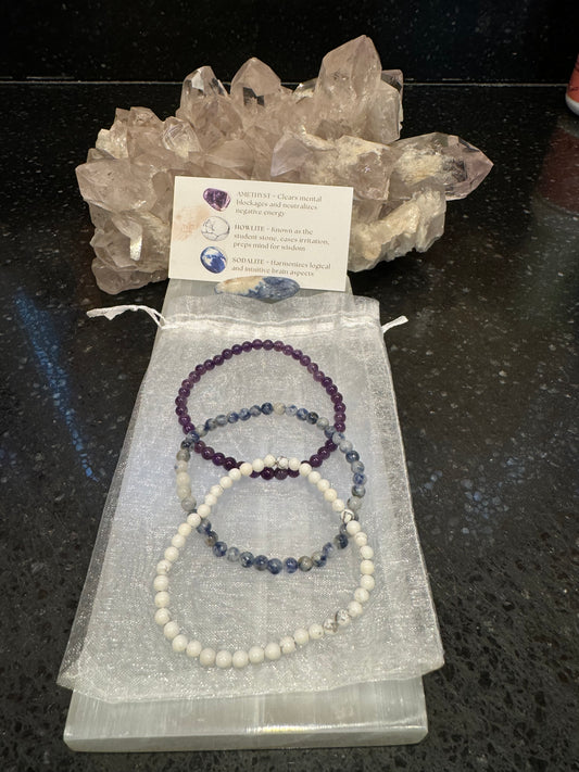 Calm Zen Intention Manifesting Crystal Bracelet Set 4mm