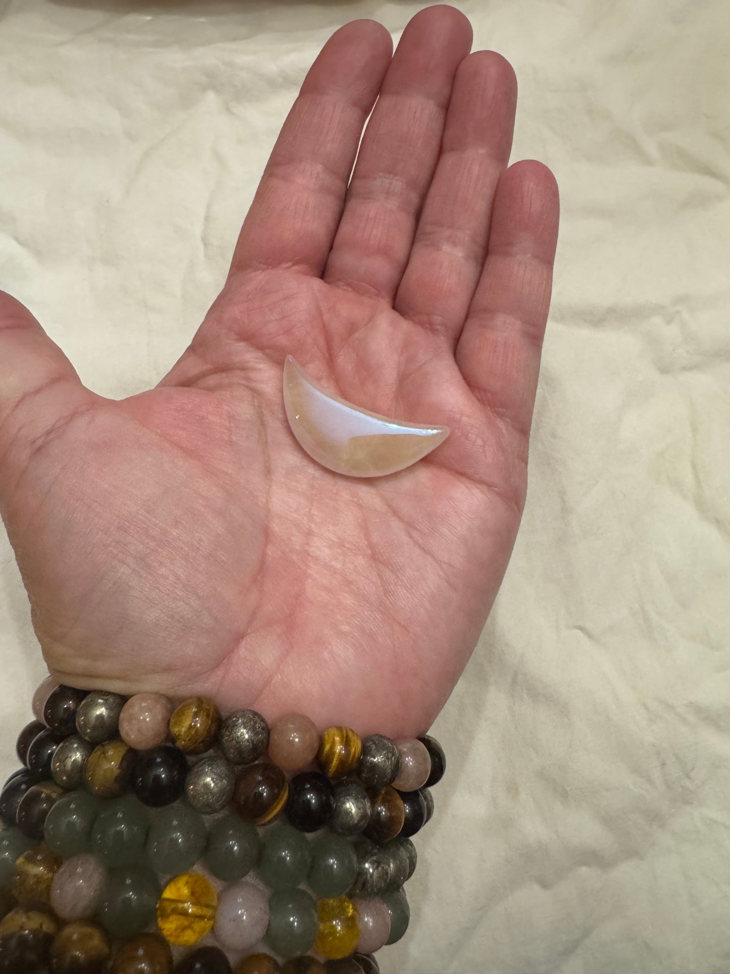 Aura Rose Quartz Crescent Quarter Moon 🌙 1 Moon
