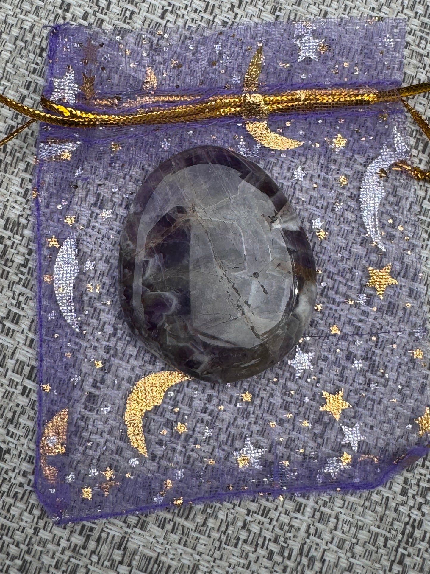 Enhance Your Intuition With Crystal Intention Pouch Amethyst Crystal in a Purple Charm Bag