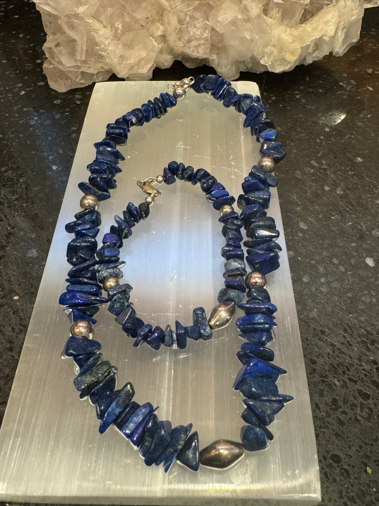 Lapis and Sterling Necklace and Bracelet Set