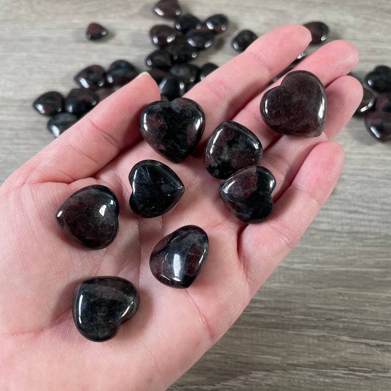 Garnet in Astrophyllite Heart – Small Crystal Heart for Gift