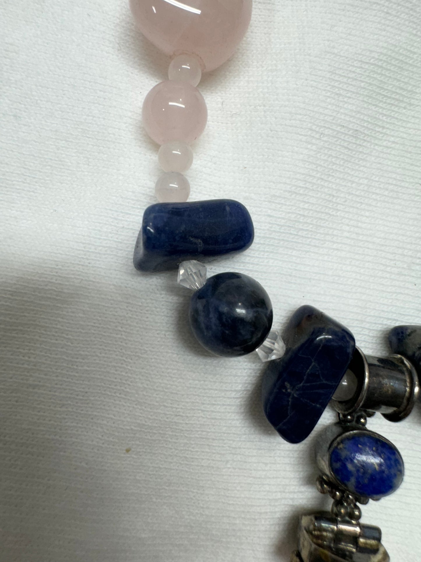 Rose Quartz and Sodalite and sterling Necklace