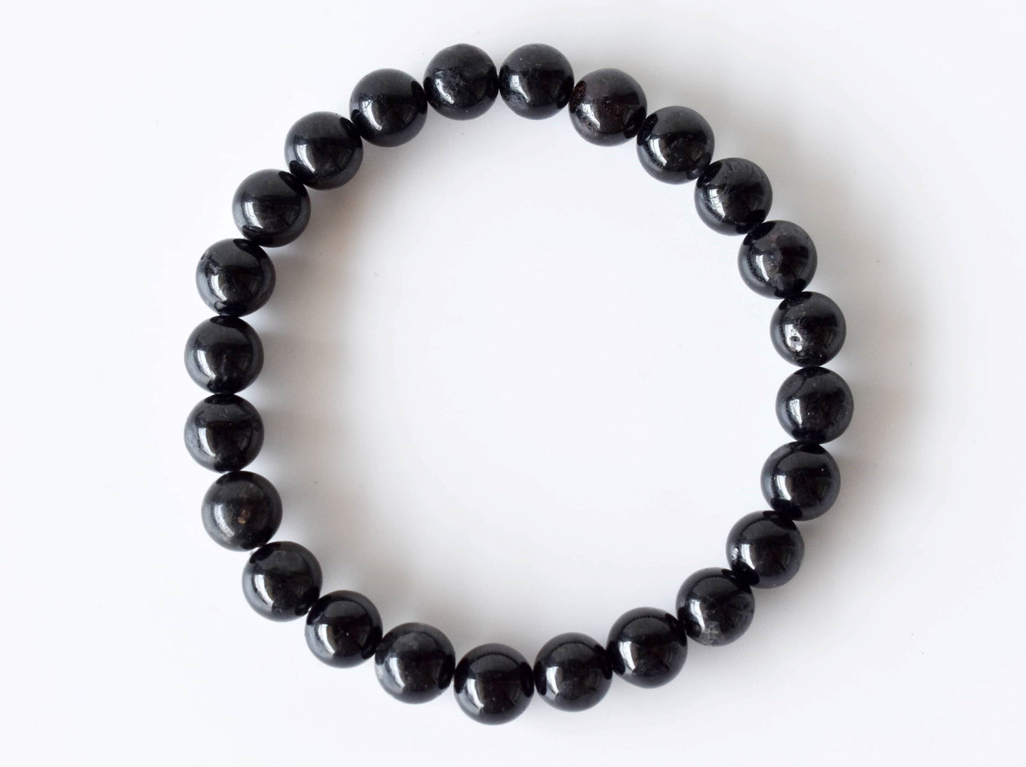 Black Tourmaline Crystal Gemstone Bracelet 6mm and 8mm