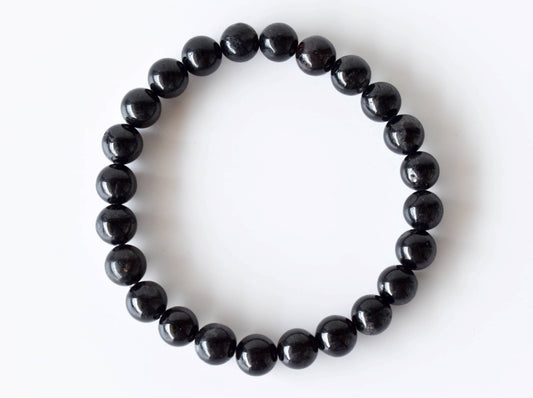 Black Tourmaline Crystal Gemstone Bracelet 6mm and 8mm