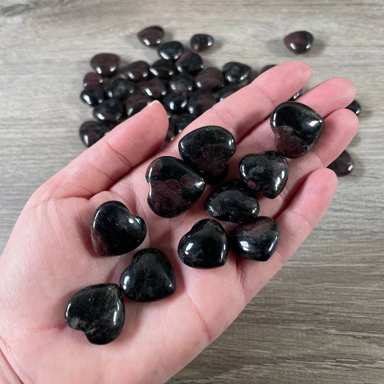 Garnet in Astrophyllite Heart – Small Crystal Heart for Gift