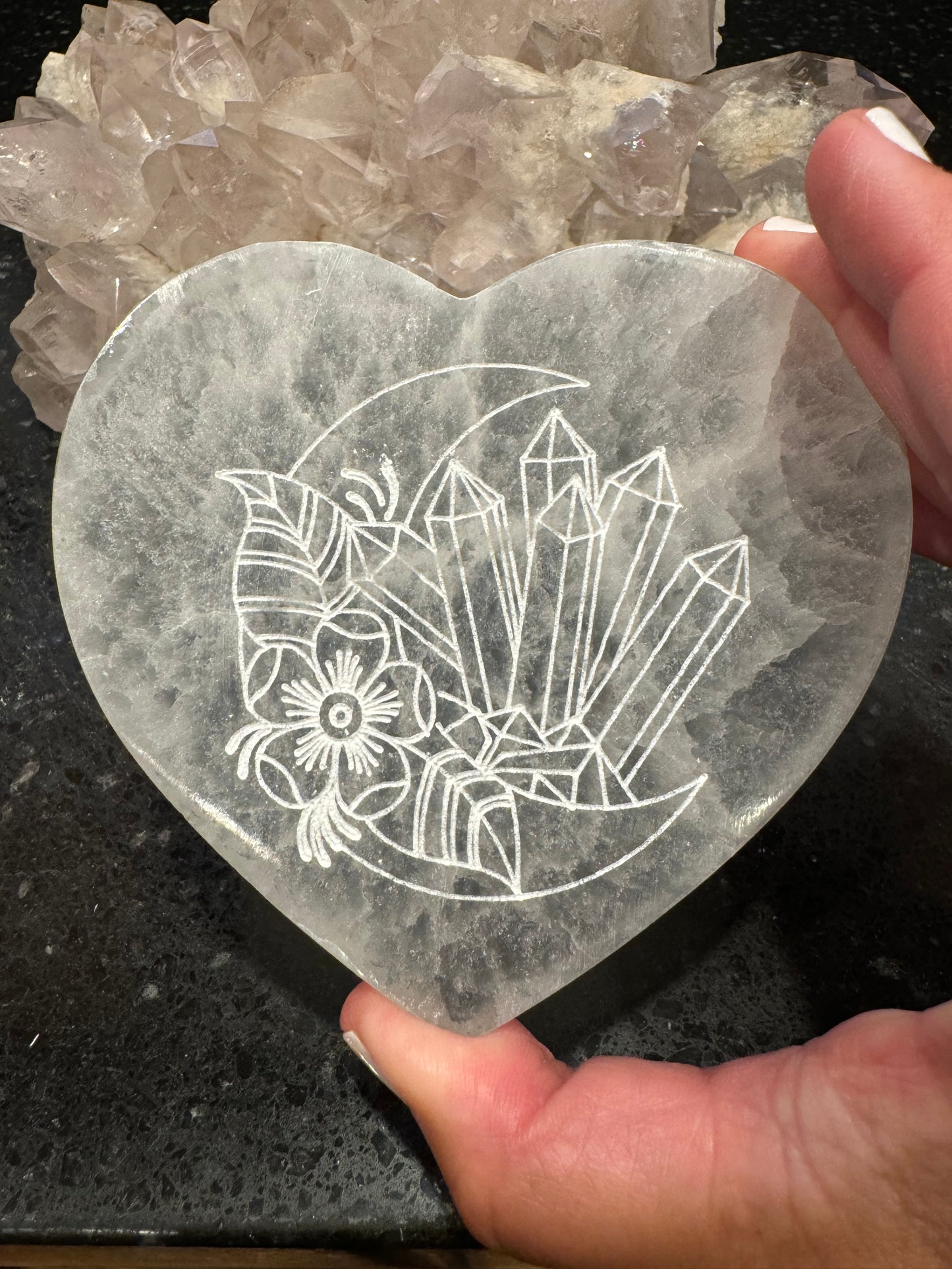 Selenite Crystal Heart Charging Plate