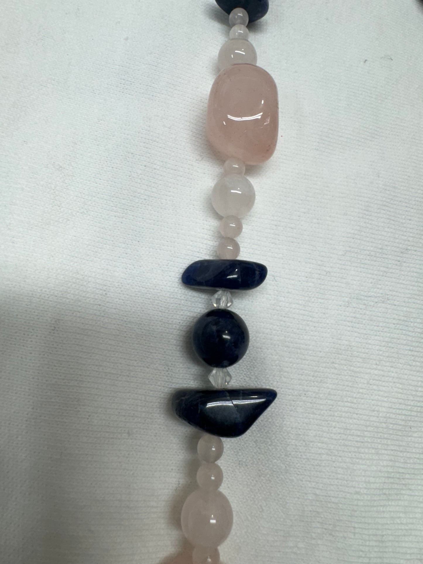 Rose Quartz and Sodalite and sterling Necklace