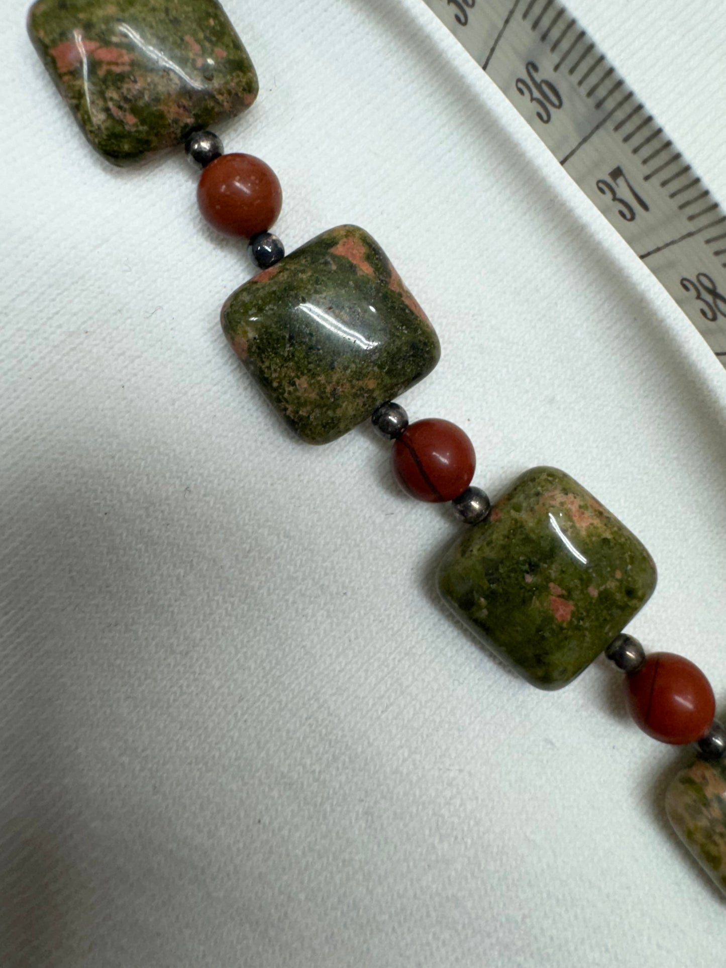 Unakite and Red Jasper Sterling Necklace