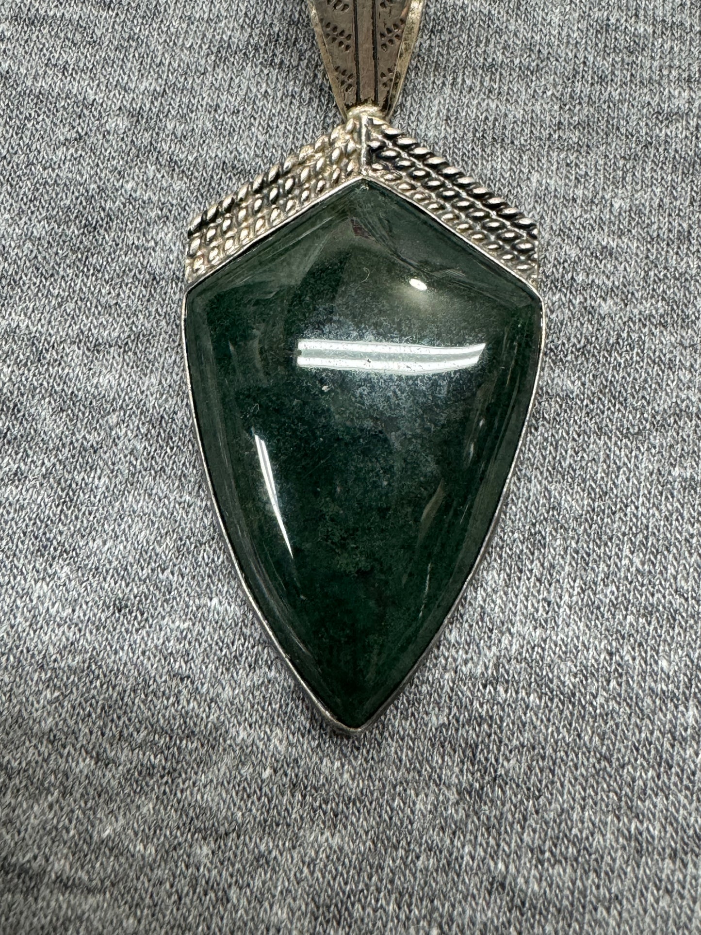 Moss Agate and Sterling Pendant