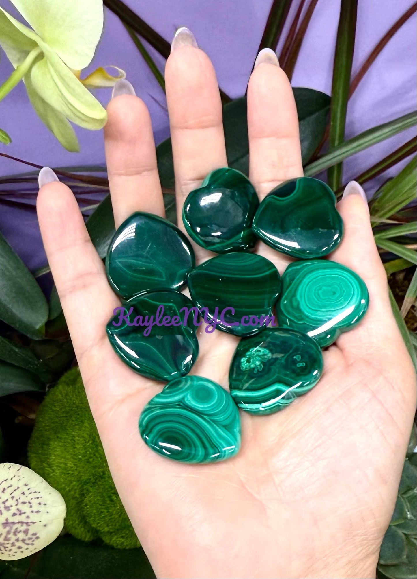 Natural Malachite Hearts 28mm Crystals Healing Energy