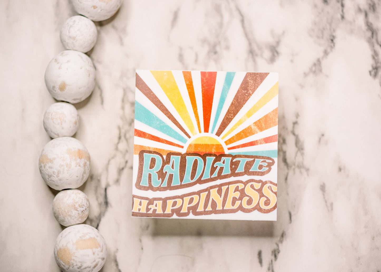 Radiate Happiness, Vinyl Sticker, 3x3 in.