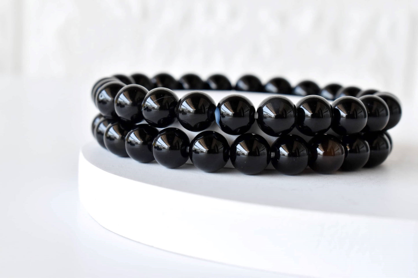 Black Onyx Crystal Gemstone Bracelet 6mm and 8mm