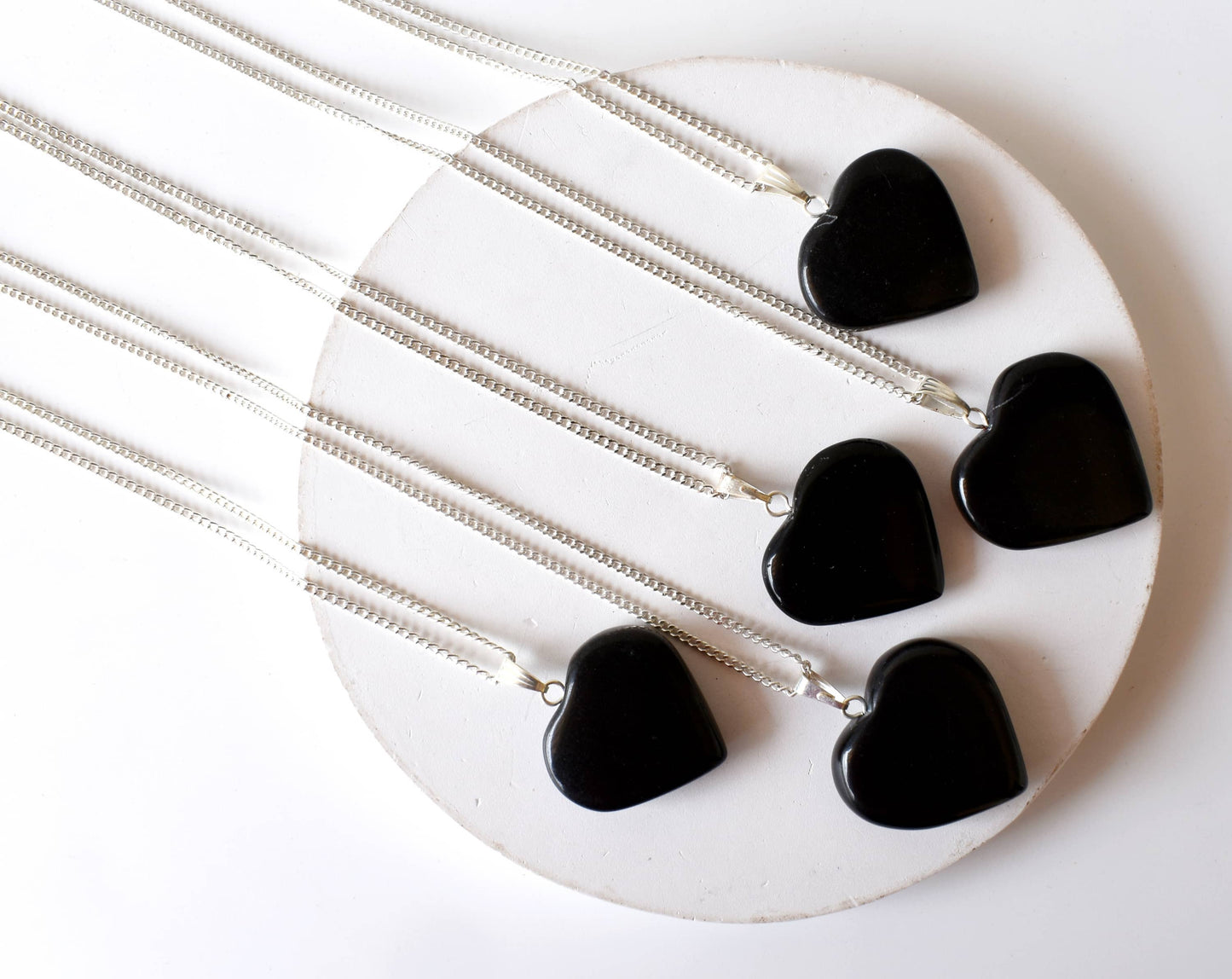 Black Tourmaline Heart Pendant, Heart Crystal Pendant