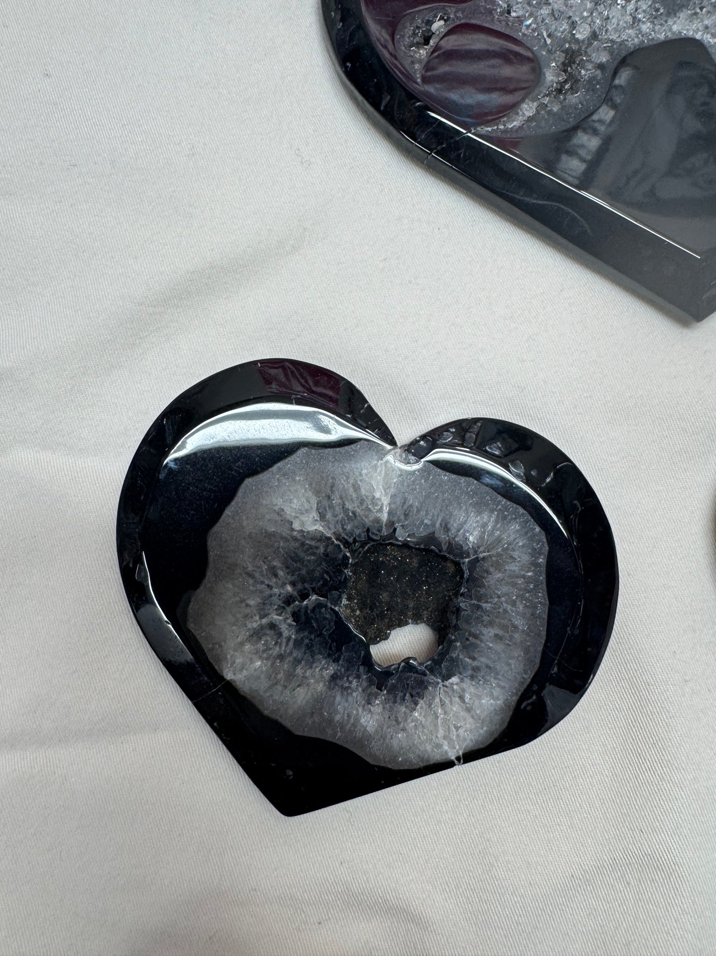 Natural Druzy Black Onyx Heart Crystal Healing -Small or Medium or Large