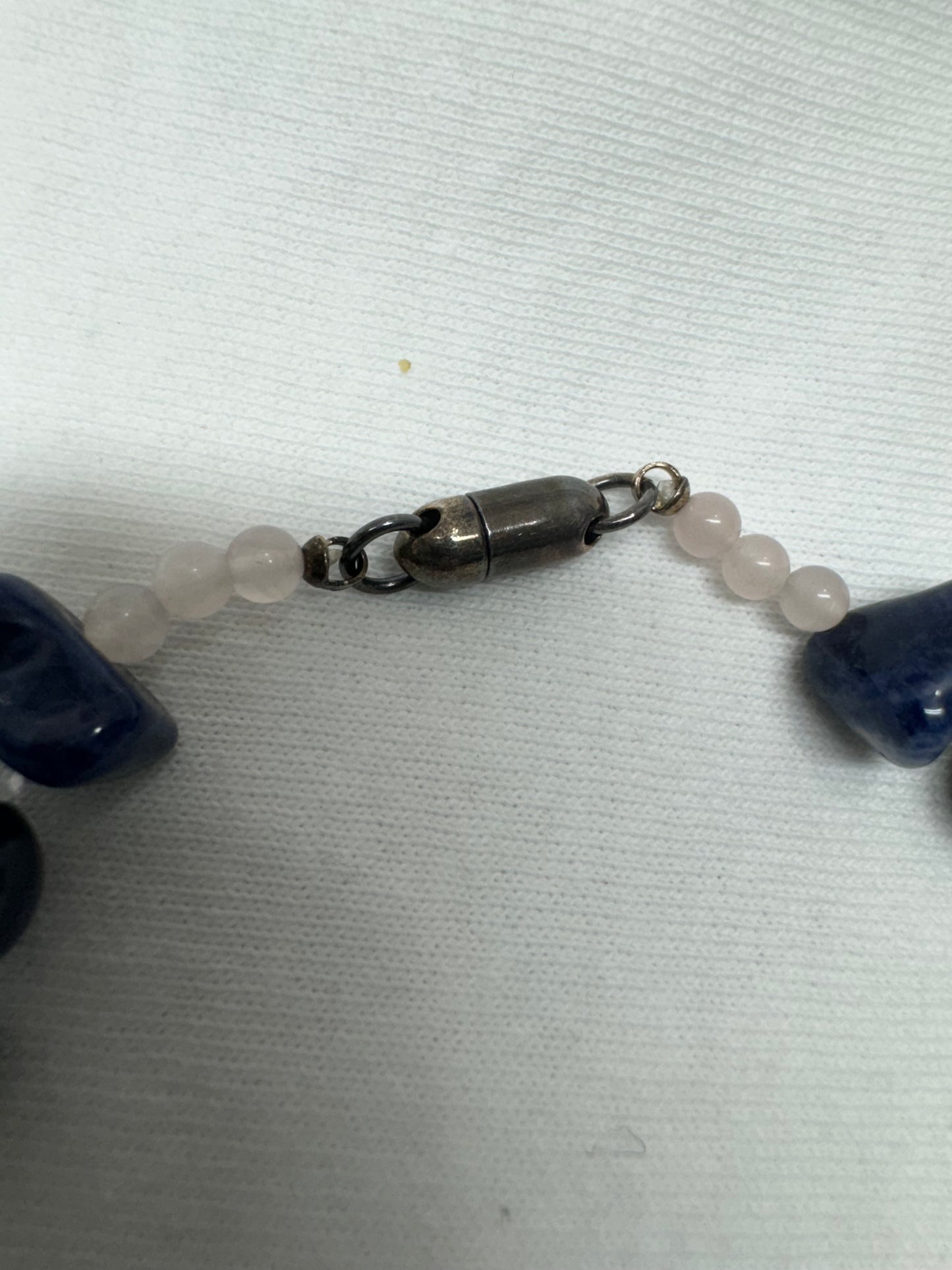 Rose Quartz and Sodalite and sterling Necklace