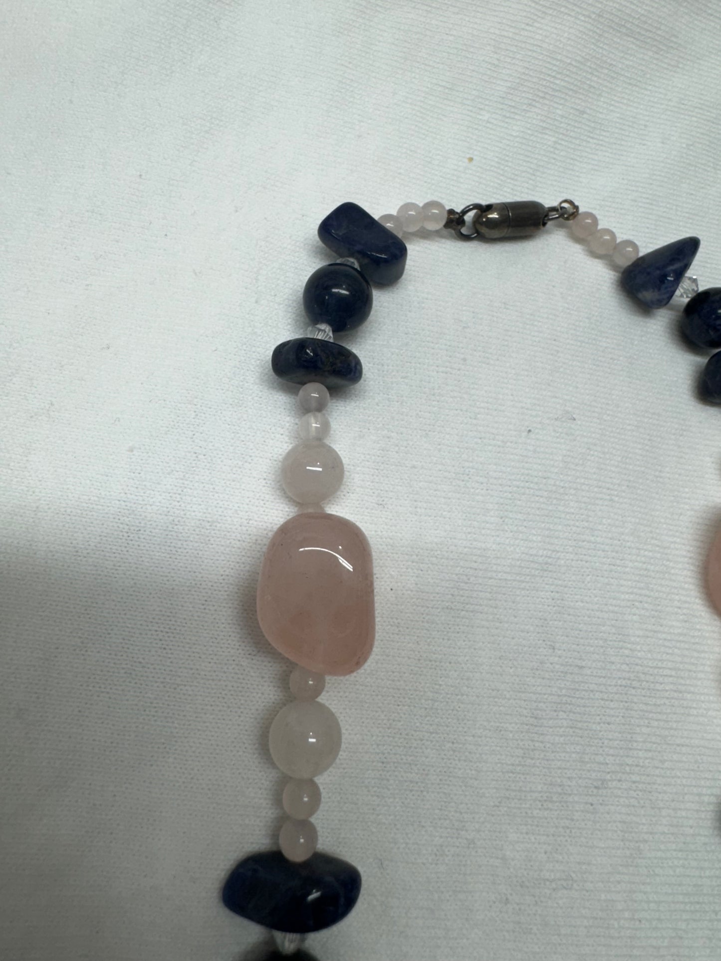 Rose Quartz and Sodalite and sterling Necklace