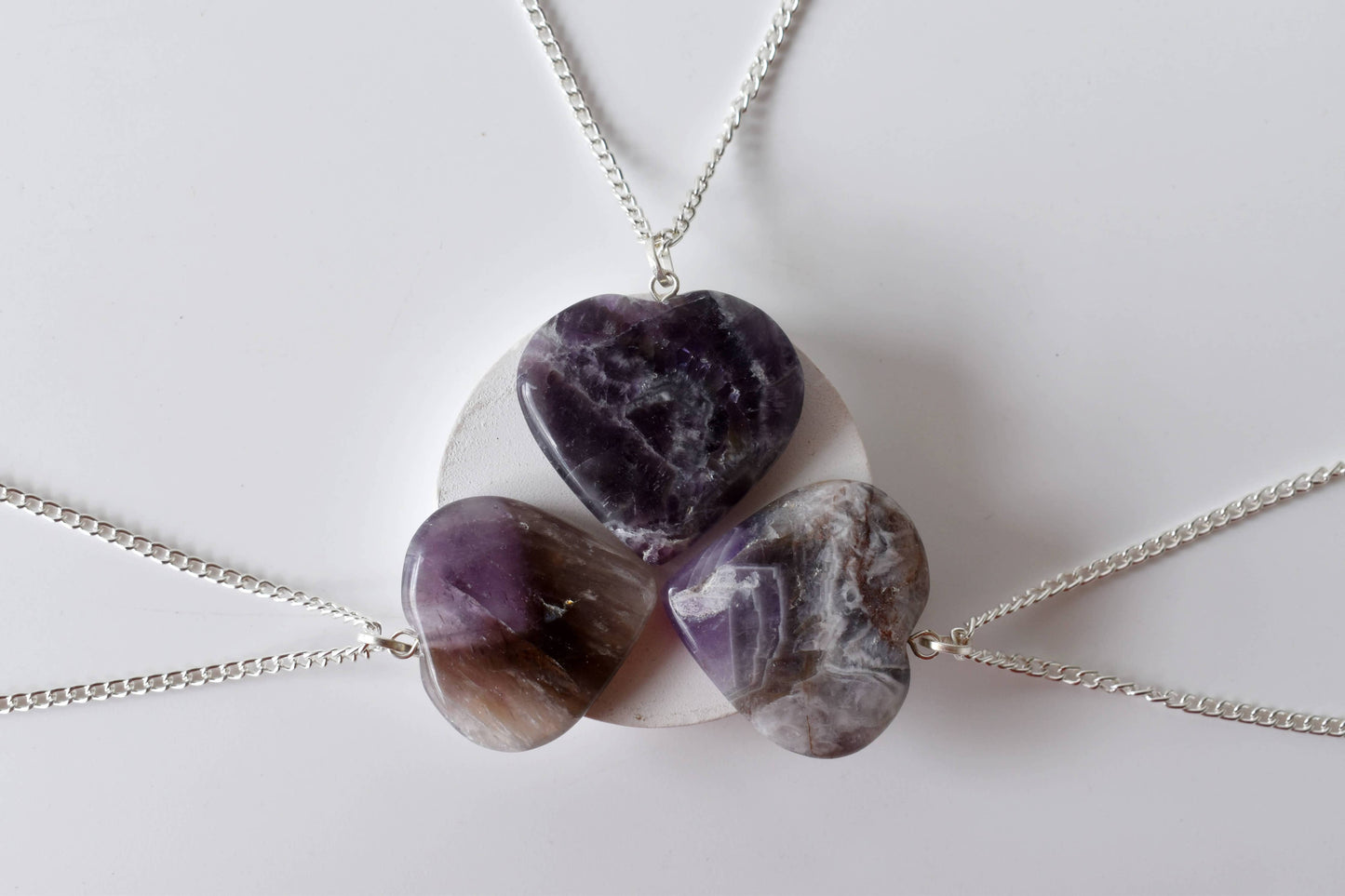 Amethyst Crystal Heart Pendant Necklace Healing Stone