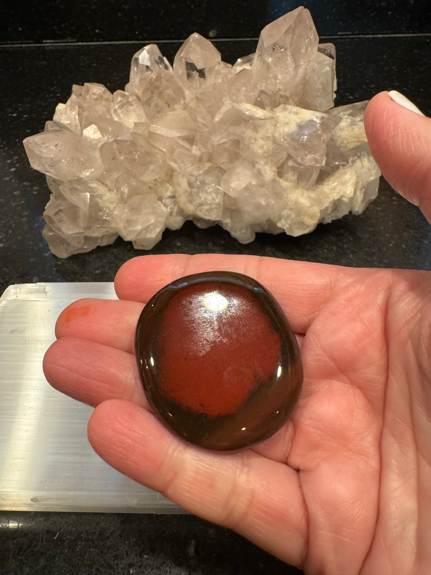Carnelian Crystal Flat Smooth Stone